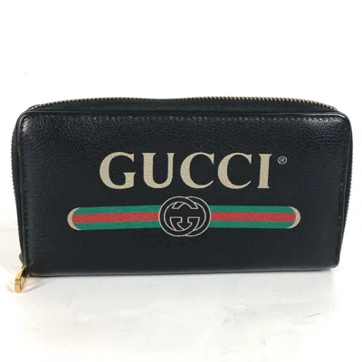 Pre-owned Gucci Black Leather Long Wallet (bi-fold) ()