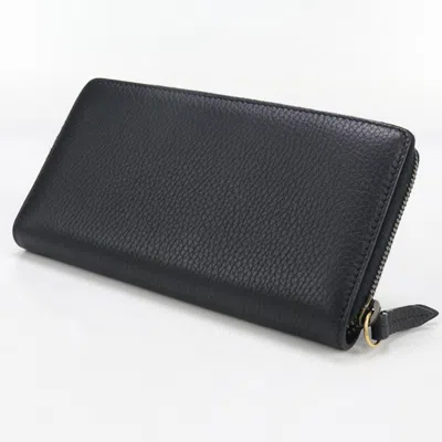 Pre-owned Gucci Black Leather Long Wallet (bi-fold) ()