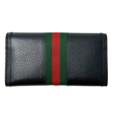 Pre-owned Gucci Black Leather Long Wallet (bi-fold) ()