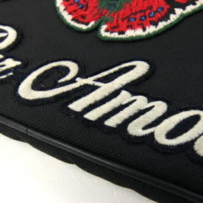 Pre-owned Gucci Black Nylon Canvas Leather Clutch Bag ()