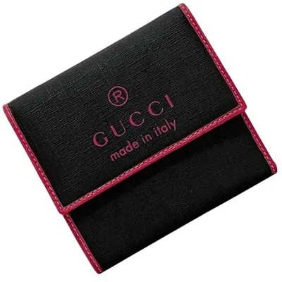 Pre-owned Gucci Black Pink Pvc Leather Wallet (tri-fold) () In Multi