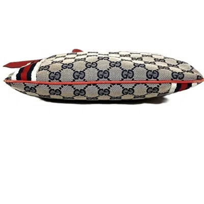 Pre-owned Gucci Blue Red Color Canvas Leather Shoulder Bag () In Multi