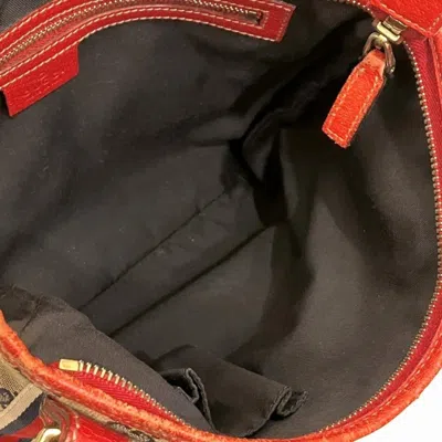 Pre-owned Gucci Blue Red Color Canvas Leather Shoulder Bag () In Multi