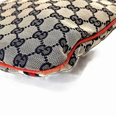 Pre-owned Gucci Blue Red Color Canvas Leather Shoulder Bag () In Multi