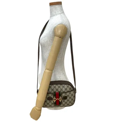 Pre-owned Gucci Brown Green Red Color Leather Pvc Pochette Shoulder Bag ()