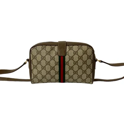 Pre-owned Gucci Brown Green Red Color Leather Pvc Pochette Shoulder Bag ()