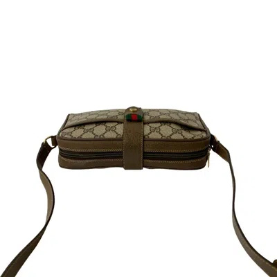 Pre-owned Gucci Brown Green Red Color Leather Pvc Pochette Shoulder Bag ()