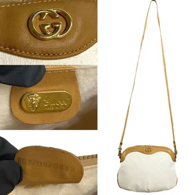 Pre-owned Gucci Brown Ivory Leather Pvc Pochette Shoulder Bag ()