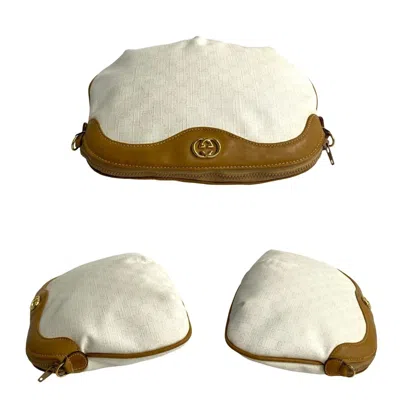 Pre-owned Gucci Brown Ivory Leather Pvc Pochette Shoulder Bag ()
