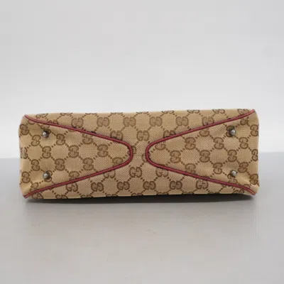 Pre-owned Gucci Brown Red Color Canvas Tote Bag () In Multi