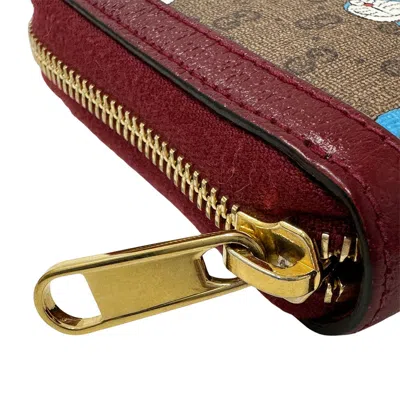 Pre-owned Gucci Brown Red Color Pvc Long Wallet (bi-fold) () In Multi