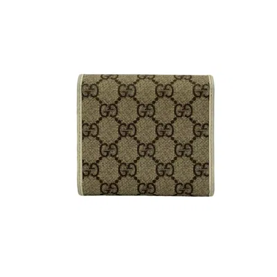 Pre-owned Gucci Brown White Leather Pvc Wallet (bi-fold) () In Multi