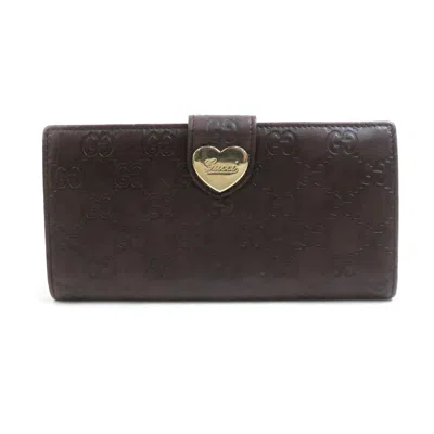 Pre-owned Gucci Dark Brown Leather Long Wallet (bi-fold) ()