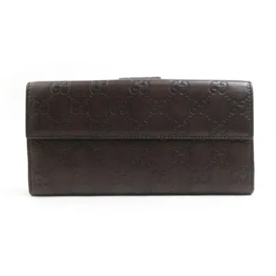 Pre-owned Gucci Dark Brown Leather Long Wallet (bi-fold) ()