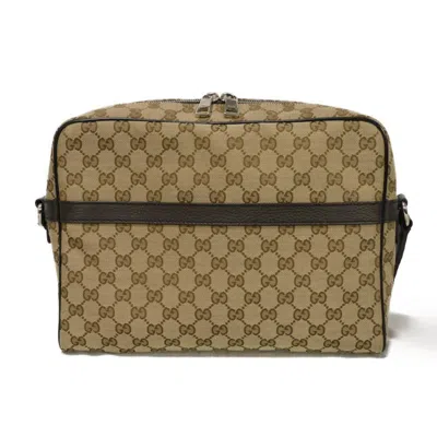 Pre-owned Gucci Gg Canvas Beige Gg Canvas Leather Messenger Bag Shoulder Bag () In Sand