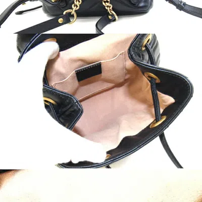 Pre-owned Gucci Gg Marmont Black Leather Backpack ()