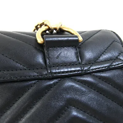 Pre-owned Gucci Gg Marmont Black Leather Backpack ()