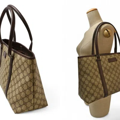 Pre-owned Gucci Gg Plus Beige Brown Gg Plus Tote Bag () In Multi