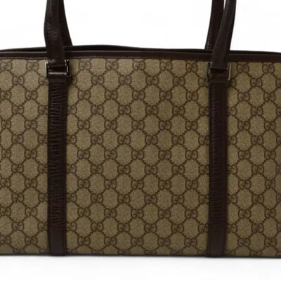 Pre-owned Gucci Gg Plus Beige Brown Gg Plus Tote Bag () In Multi