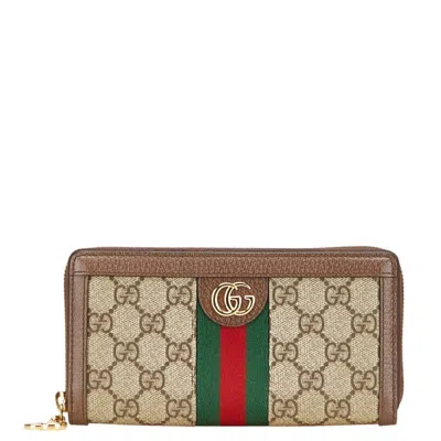 Pre-owned Gucci Gg Supreme Beige Brown Gg Supreme Coin Purse/coin Case ()