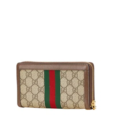 Pre-owned Gucci Gg Supreme Beige Brown Gg Supreme Coin Purse/coin Case ()