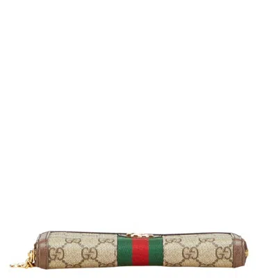 Pre-owned Gucci Gg Supreme Beige Brown Gg Supreme Coin Purse/coin Case ()