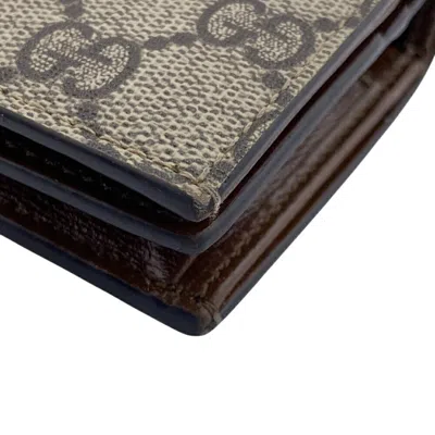 Pre-owned Gucci Gg Supreme Brown Red Color Gg Supreme Pvc Wallet (bi-fold) () In Multi