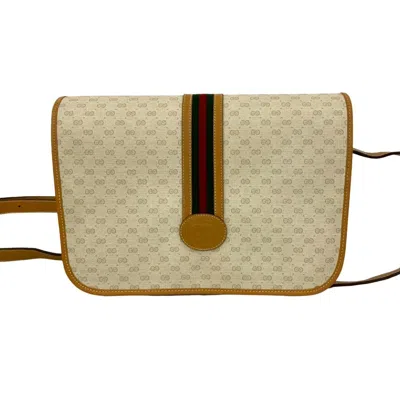 Pre-owned Gucci Green Red Color White Leather Pvc Pochette Shoulder Bag ()