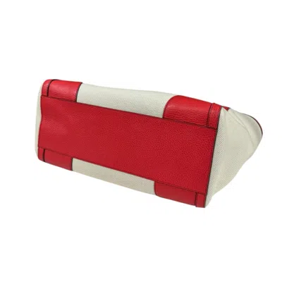 Pre-owned Gucci Swing Ivory Red Color Canvas Leather Tote Bag ()