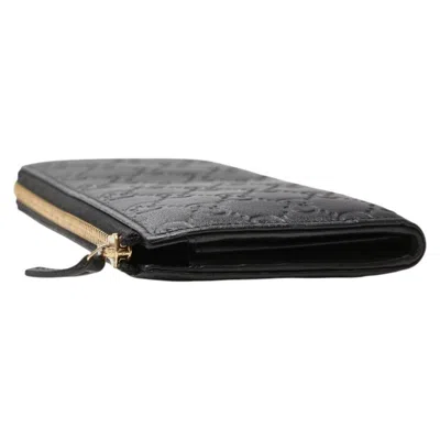 Pre-owned Gucci Ssima Black Leather Long Wallet (bi-fold) ()