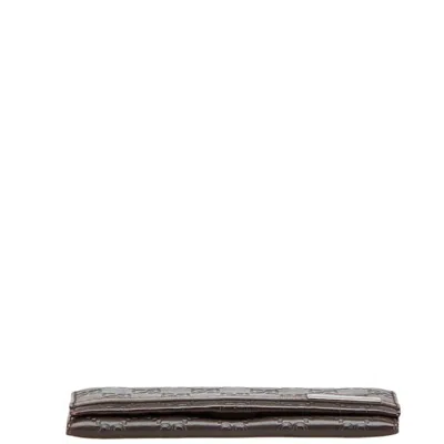 Pre-owned Gucci Ssima Brown Leather Long Wallet (bi-fold) ()