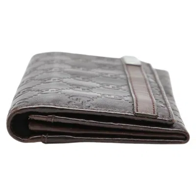 Pre-owned Gucci Ssima Brown Leather Long Wallet (bi-fold) ()