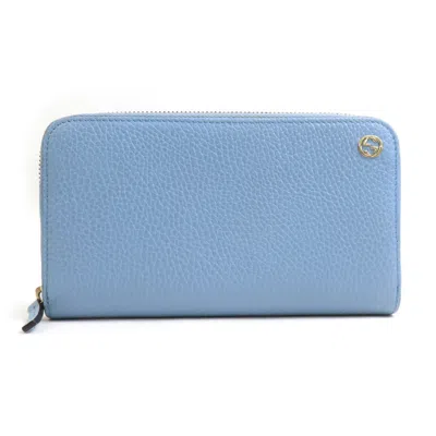 Pre-owned Gucci Light Blue Leather Long Wallet (bi-fold) ()