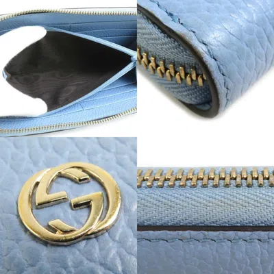 Pre-owned Gucci Light Blue Leather Long Wallet (bi-fold) ()