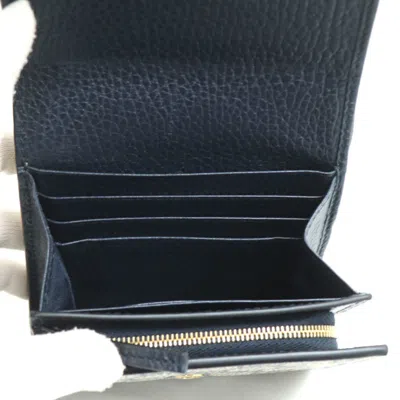 Pre-owned Gucci Navy Leather Gg Supreme Wallet (bi-fold) () In Blue