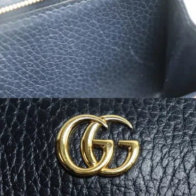 Pre-owned Gucci Navy Leather Gg Supreme Wallet (bi-fold) () In Blue