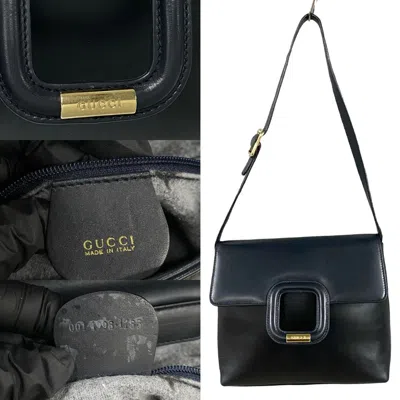 Pre-owned Gucci Navy Leather Pochette Shoulder Bag () In Blue