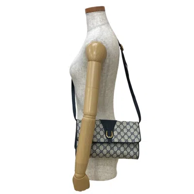 Pre-owned Gucci Navy Leather Pvc Pochette Shoulder Bag () In Blue