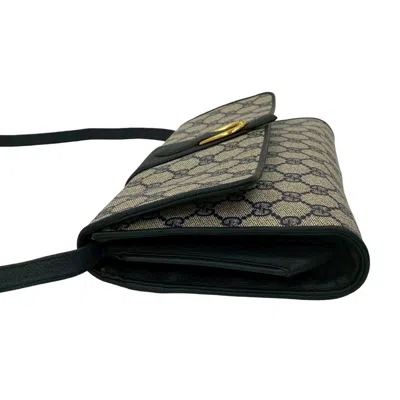 Pre-owned Gucci Navy Leather Pvc Pochette Shoulder Bag () In Blue