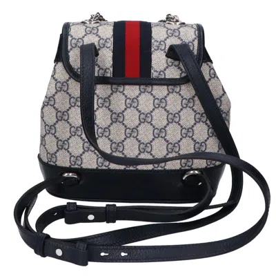 Pre-owned Gucci Navy Pvc Backpack () In Blue