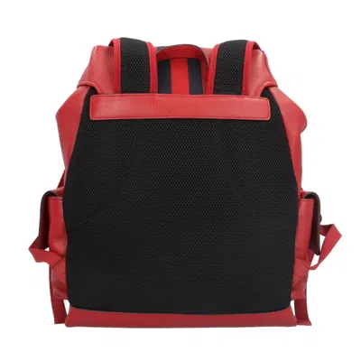 Pre-owned Gucci Navy Red Color Leather Backpack ()