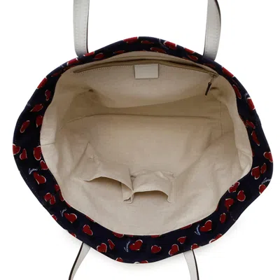 Pre-owned Gucci Navy Red Color Canvas Leather Tote Bag ()