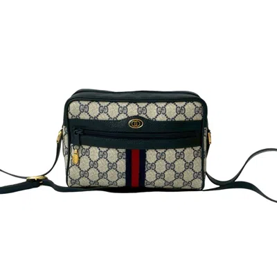 Pre-owned Gucci Navy Red Color Leather Pvc Pochette Shoulder Bag ()