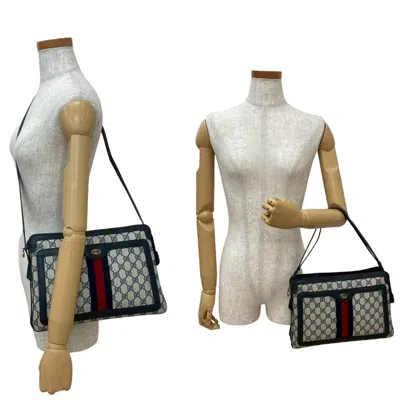 Pre-owned Gucci Navy Red Color Leather Pvc Shoulder Bag ()