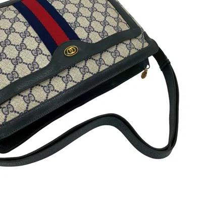 Pre-owned Gucci Navy Red Color Leather Pvc Shoulder Bag ()