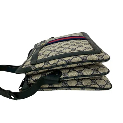 Pre-owned Gucci Navy Red Color Leather Pvc Shoulder Bag ()