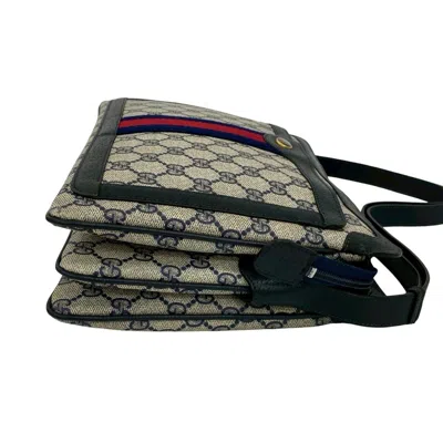 Pre-owned Gucci Navy Red Color Leather Pvc Shoulder Bag ()