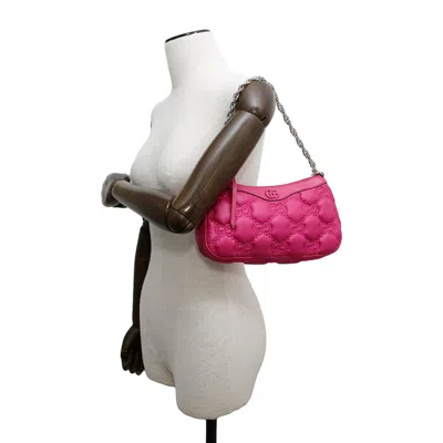 Pre-owned Gucci Pink Nylon Leather Shoulder Bag ()