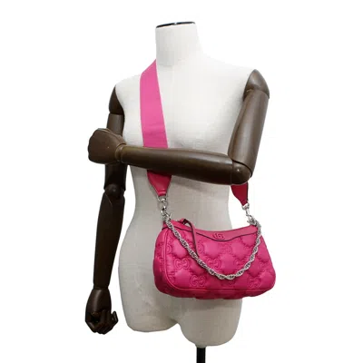 Pre-owned Gucci Pink Nylon Leather Shoulder Bag ()