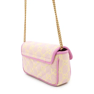 Pre-owned Gucci Pink Yellow Canvas Shoulder Bag ()